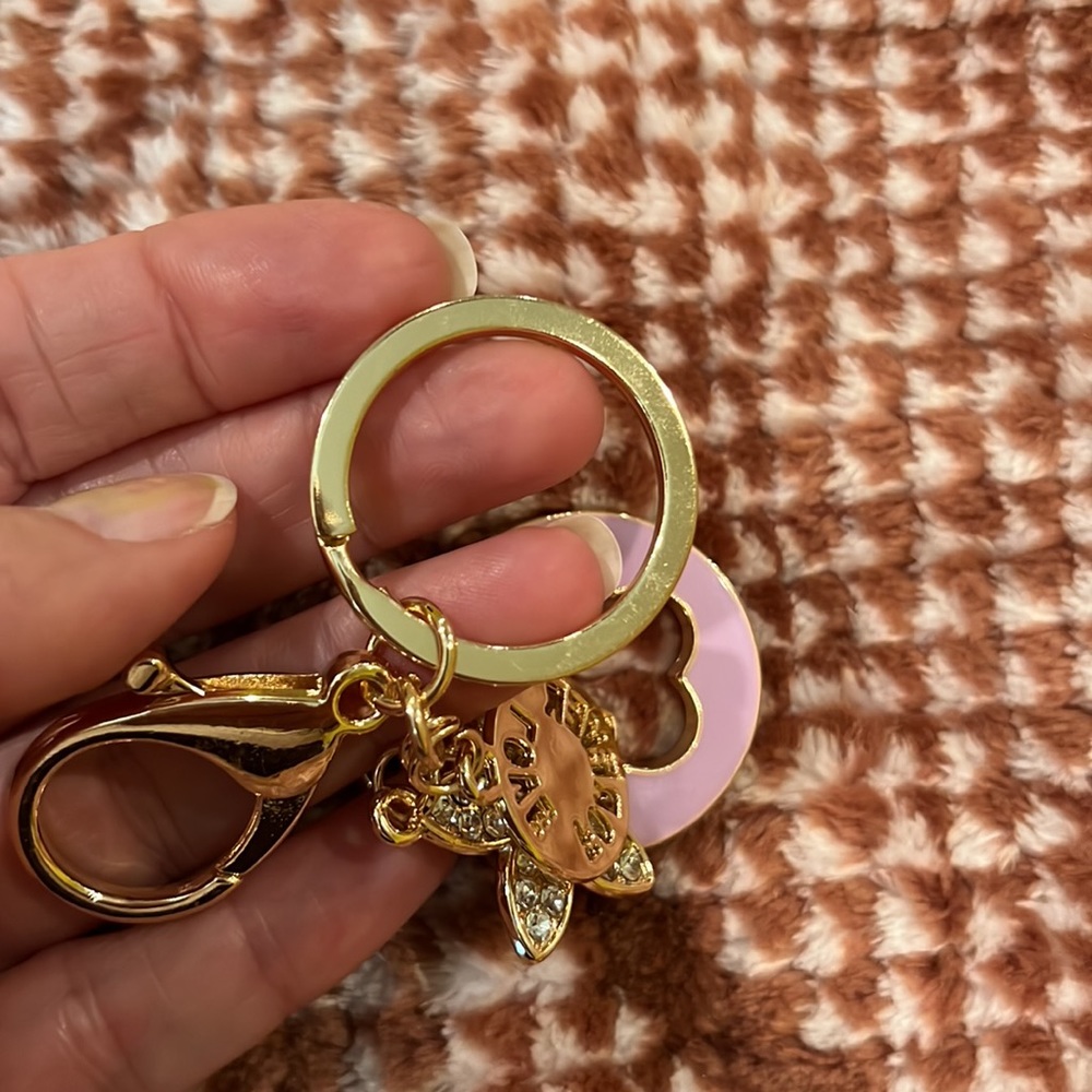 Unbranded Keychain Gold Hardware Lavender Three Charm & Hook W Key Holder Chain - Picture 9 of 16
